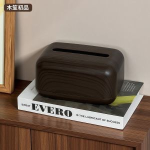 Walnut Wood Tissue Box Medieval Vintage Tabletop Storage Holder High-End Home Decor Living Room Dining Table Housewarming Gift