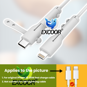 【for iPhone】Double Protection Charging Cable Plug Sleeve Data Line Cord Protector Silicone Plastic Protective Cover Cap For Charger Cable Universal Soft Silicone Data Cable Protectors