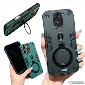 CASE UNTUK HP XIAOMI REDMI NOTE 9 CASE RING PRO STANDING KLIP HARD CASE ROBOT NEW COVER