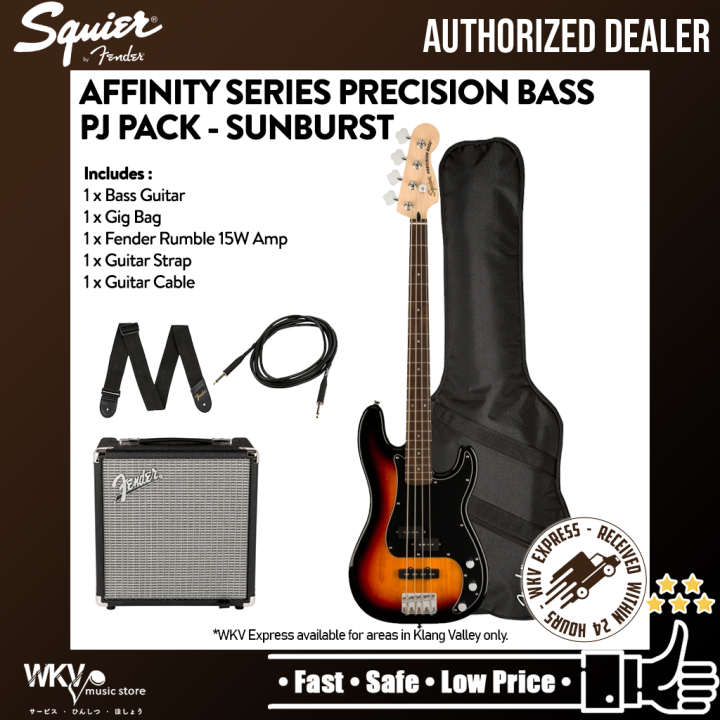 Squier by Fender Affinity Series PJ Bass Guitar Pack, Maple Fretboard