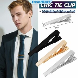 ItemMart Stainless Steel Chic Necktie Tie Bar Clasp Clip Formal Occasion Tie Accessories Silver Gold Black
