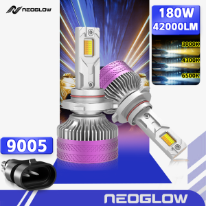 NeoGlow LUNA Switchable three-color car LED headlight 180W 42000LM H4 H11 3000K 4300K 6500K fog light