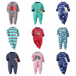 Newborn One Piece Zip Button Cotton Long Sleeve Romper Warm Pajamas