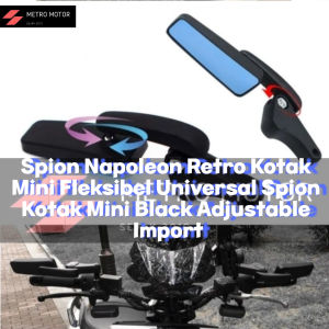 Spion Napoleon Retro Kotak Mini Fleksibel Universal Spion Kotak Mini Black Adjustable Import