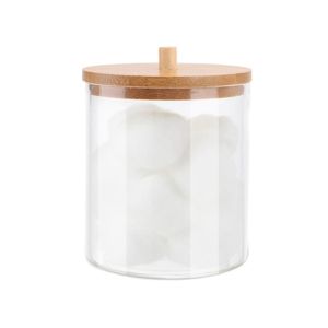 BEandBA with Bamboo Lids Cotton Pad Container Storage Jewelry Candy Cotton Swab Holder Qtips Holder Cotton Ball Dispenser Bathroom Jars