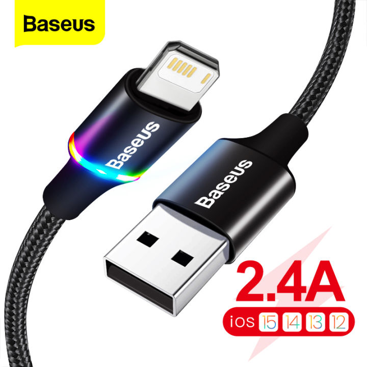 Baseus LED Lightning USB Cable Fast Data Charging Cable For iPhone