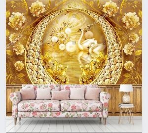 WALLPAPER TERMURAH BUNGA EMAS LANGSUNG TEMPEL - STIKER BUNGA EMAS - STIKER BUNGA MEWAH