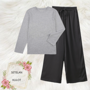 Joy Sana Baju Setelan Wanita Remeja Sweater Polos Basic Dan Celana Panjang Kulot