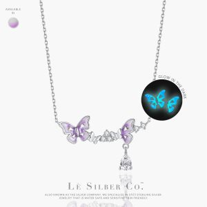 Le Silber Co. S925 Sterling Silver - Luminous Twilight Flutter Necklace