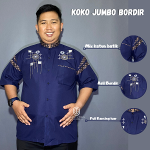 (BISA COD) Baju Koko jumbo big size  Muslim Koko Pria Modern Baju Koko Bordir kode M L XL XXL XXXL XXXXL XXXXXL