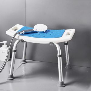 【PH shipment】Non-Slip Bathroom Stool Backless Bath & Shower Chair Height Adjustable Non-Slip Toilet Seat for Disabled Elderly Safe Shower Bench Portable Bath Seat Durable Waterproof Design