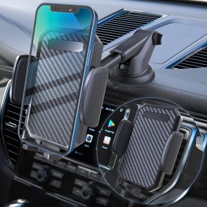 FBB Phone Mount for Car [ Off-Road Level Suction Cup Protection ] 3in1 Long Arm Suction Cup Holder Universal Cell Phone Holder Mount Dashboard Windshield Vent Compatible with All Smartphones