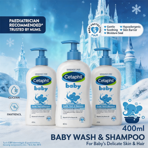 SG-Stock [3Pcs+Hairband] CETAPHIL BABY Wash & Shampoo with Glycerin &Panthenol 400ml