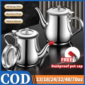 Stainless Steel Oil Container Can Household Oil Strainer Kitchen Oil Filter Pot Oil Storage Bottle