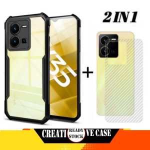 PAKET 2IN1 CASE VIVO Y36 4G / VIVO Y36 5G / VIVO Y35 CASE ARMOR SHOCKPROOF TRANSPARENT BUMPER TPU