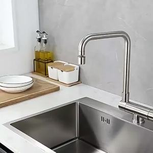 IGDL 304สแตนเลส360 ° หมุนก๊อกน้ำห้องครัวที่มีหน้าต่างภายในเปิดพับร้อนและเย็นหมุนก๊อกน้ำอ่างล้างจาน