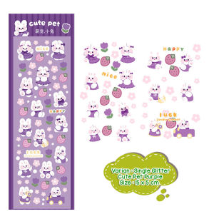 STIKER LASER SINGLE GLITTER HOLOGRAM MOTIF RABBIT BEAR BUBBLE CUTE LUCU WATERPROOF MODEL KOREA