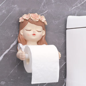 European creative non-punching toilet wall hanging paper roll holder bathroom decorative tissue box fairy roll paper tube