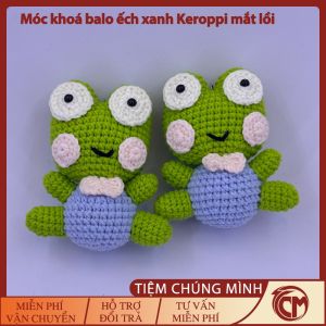 Móc khóa treo balo ếch xanh Keroppi mắt lồi bằng len – Phụ kiện đáng yêu cho fan Keroppi