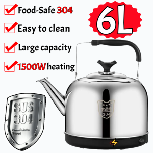 6L Food-grade 304 Stainless Steel Electric Kettle with automatic shut-off function large capacity fast boiling household thermos.Cerek elektrik keluli tahan karat 不銹鋼電熱水壺