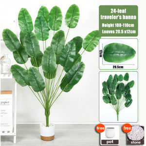 【Singapore Spot】24 Branching faux plants flowers 100-100cm indoor plant artificial flowers artificial leaves artificial plant with pot fake plants with pot fake flowers Turtles back white lotus travelers banna apple leaf