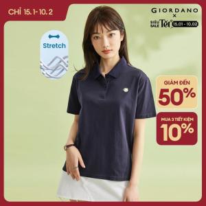 GIORDANO Nữ Áo Sơ Mi Polo Thêu Nhỏ Co Giãn Lycra Áo Sơ Mi Polo Nữ Tay Ngắn Mùa Hè Thời Trang Áo Sơ Mi Polo Free Shipping 05314398