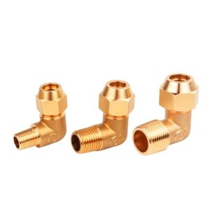 GRACETEN Brass Flare Elbow Flare Seal 90 Degree Male Flare Fitting Easy Install Male Thread Tube Elbow Air Compressor