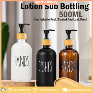 500ML Kitchen Dish Soap Dispenser with Bamboo Plates for Kitchen Sink Hands Soap and Dishes Detergent Storage Bottle