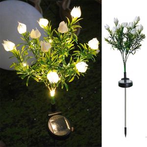 GIORGIONE STORE Realistic Solar Artificial Flower Light Gardenia Flower 42LED Solar Gardenia Lantern Decorative Colorful Light Waterproof Landscape Lamp Patio Decor
