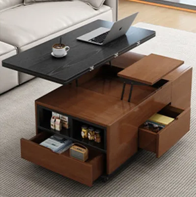 NKAHS [PRE-ORDER] Sintered Stone Multi-functional Lift Coffee Table 2-in-1 Dining Table Foldable Movable Tea Table for Small Living Room