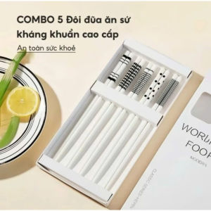 Hộp 5 Đôi Đũa Gốm Sứ Phong Cách Nhật Bản. Hộp 5 Đôi Đũa Sứ Kháng Khuẩn - Đôi Đũa Sứ Phong Cách Hoa
