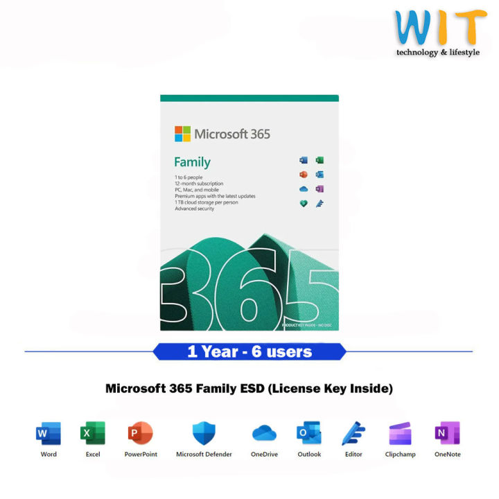 Microsoft Office 365 Family - 1 Year 6 Users | Lazada