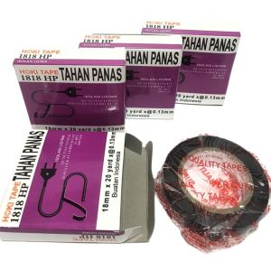 HARGA PER 6 PCS ISOLASI SELOTIP KABEL TAHAN PANAS HITAM UKURAN 18MMX20YARD