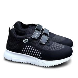 PP | Sepatu ZEO 03 Sepatu Sneakers Sekolah Anak SD SMP SMA hitam Anak Laki Laki dan Wanita [BONUS KAOS KAKI]