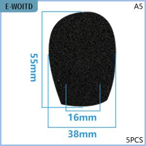 【E-WOITD】 5PCS Foam Earphone Mic Cover Microphone Windscreen Headphone Sponge Black Microphone Dedicated Set Headset Replacement