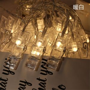 Led Photo Clip Lights String Battery Power Clothespin Photo Frame Garland Fairy Light Indoor Bedroom decor Wedding Valentine