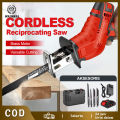 Reciprocating Saw Cordless Gergaji Kayu Recipro Gergaji Potong dengan Battery / Mesin Reciprocating Saw Cordless Chainsaw Mesin Gergaji Besi Kayu Portable Gergaji Rantai Portable Handheld Saw with Rechargeable Battery for Wood Cutting. 