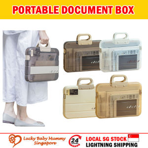 Portable Document Box / Documents Stationery Storage Case / A4 Folder With Lock Handle / File Organiser