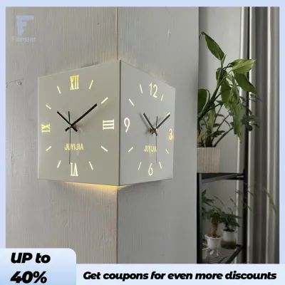 Double Sided Corner Wall Clock Silent Compact Decorative Ornament for Room Housewarming Gift Wall Decoration