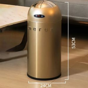 FFBH Smart Trash Can Stainless Steel Automatic Sensor Litter Bins Kitchen Bedroom Trash Cans Living Room Garbage Can Toilet Rubbish 9H4B3