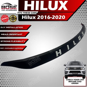 Bonnet Guard for Toyota Hilux Revo / Conquest 2016 2017 2018 2019 2020 Model Red & Silver Logo Front Hood Lip Cover Black Hood Guard Shield deflectors Bonnet Protector / Bonnet Guard No Need to Screw Bose Car Accessorie Front Lip Deflector Cover ABS