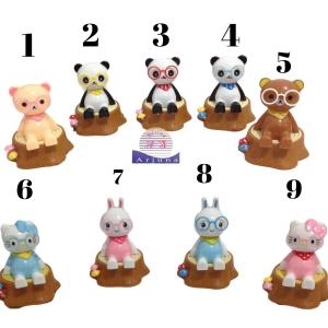 Pajangan Solar Dashboard Karakter Kartun Lucu Mini Panda Mengangguk Energi Surya -Hiasan Meja & Mobil