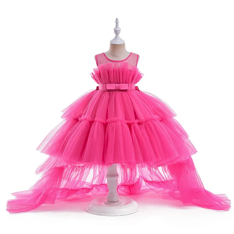 FSMKTZ Embroidery Elegant Trailing Dress Toddler Girls Ball Gown