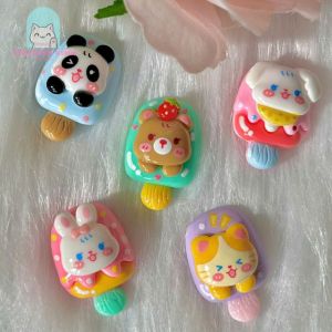 [FREE SHIP] Set 5 cái Crocs Jibbitz Sticker gắn dép theo chủ đề hình kem gấu dễ thương - Có Nút Gắn