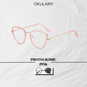OKULARY  D6 Kacamata Cat Eye Kacamata lensa photocromic anti radiasi Frame Stainless Stell Fashion kacamata fotocromic wanita FREE POUCH