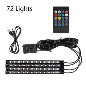 36 48 72 LED Car Interior Lights RGB Ambient Light Kit with USB Wireless Control LED Auto Atmosphere Decorative Lamp
