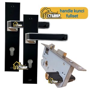 Handle Pintu Kamar Hitam Black Series Ongkel Pintu Stainless Stell Kuat Dan awet Gagang fullset Kunci