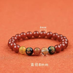 Five-Way God of Wealth Cinnabar Bracelet Fortune Bead Bracelet Zodiac Year Gift for Men and Women Charm Jewelry Bracelet