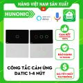 Công tắc cảm ứng WiFi Datic 4 Nút Hunonic, điều khiển bằng 1 chạm, điều khiển qua điện thoại, điều khiển bằng giọng nói, hẹn giờ bật/tắt. 