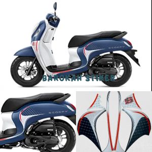Striping Stiker Polet motor honda scoopy fashion 2023 2024 matte blue list motor standar kualitas termurah